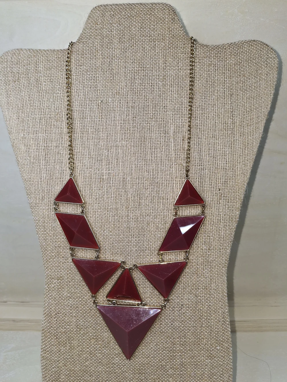 Aldo Deep Red Geometric Statement Necklace